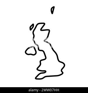 Royaume-Uni de Grande-Bretagne et d'Irlande du Nord carte simplifiée du pays. Contour noir épais. Icône vectorielle simple Illustration de Vecteur