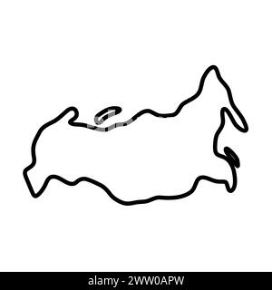 Carte simplifiée du pays de Russie. Contour noir épais. Icône vectorielle simple Illustration de Vecteur