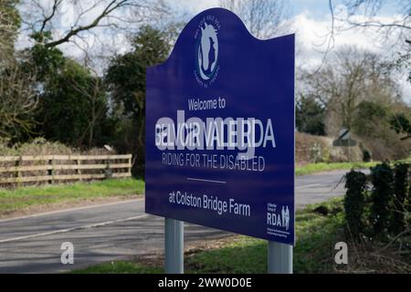 Belvoir Vale RDA Centre (Riding for the Disabled Association) - Colston Bridge Farm, Nottinghamshire Banque D'Images