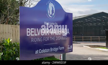 Belvoir Vale RDA Centre (Riding for the Disabled Association) - Colston Bridge Farm, Nottinghamshire Banque D'Images