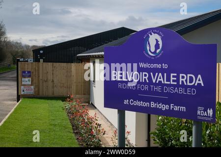 Belvoir Vale RDA Centre (Riding for the Disabled Association) - Colston Bridge Farm, Nottinghamshire Banque D'Images