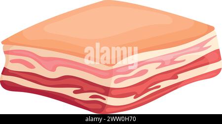 Icône de dessin animé bacon. Viande fraîche de porc crue Illustration de Vecteur