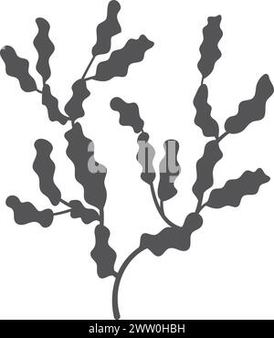 Silhouette noire de varech océanique. Icône de flore marine Illustration de Vecteur