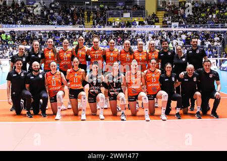 Turin, Italie. 20 mars 2024. Viteos Neuchatel UC lors du Reale Mutua Fenera Chieri vs Viteos Neuchatel, match féminin de la Coupe CEV de volleyball à Turin, Italie, 20 mars 2024 crédit : Agence photo indépendante/Alamy Live News Banque D'Images