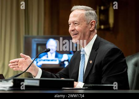 Washington, District de Columbia, États-Unis. 20 mars 2024. MARTIN O'Malley, commissaire, Administration de la sécurité sociale, s'exprimant lors d'une audience du Comité sénatorial sur le vieillissement au Capitole des États-Unis. (Crédit image : © Michael Brochstein/ZUMA Press Wire) USAGE ÉDITORIAL SEULEMENT! Non destiné à UN USAGE commercial ! Banque D'Images