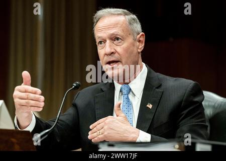 Washington, District de Columbia, États-Unis. 20 mars 2024. MARTIN O'Malley, commissaire, Administration de la sécurité sociale, s'exprimant lors d'une audience du Comité sénatorial sur le vieillissement au Capitole des États-Unis. (Crédit image : © Michael Brochstein/ZUMA Press Wire) USAGE ÉDITORIAL SEULEMENT! Non destiné à UN USAGE commercial ! Banque D'Images