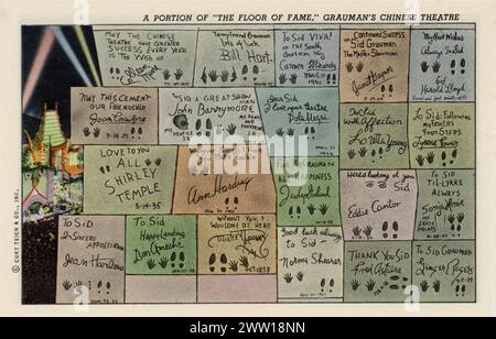 Une PARTIE DE ''THE FLOOR OF FAME'', GRAUMAN'S CHINESE THEATRE carte postale de HOLLYWOOD California intéressant dossier de cartes postales publié en 1941 par Western Publishing & Novelty Co., Los Angeles, Californie Banque D'Images