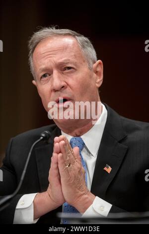 Martin O'Malley, commissaire à l'administration de la sécurité sociale, comparaît devant une audience du Comité sénatorial sur le vieillissement pour examiner le respect de notre promesse aux personnes âgées et handicapées, en mettant l'accent sur l'état de la sécurité sociale aujourd'hui, dans l'édifice des bureaux du Sénat Dirksen à Washington, DC, le mercredi 20 mars 2024. Crédit : Rod Lamkey/CNP Banque D'Images