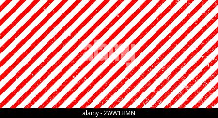 Cadre d'avertissement de texture grunge vectoriel bandes diagonales rouges et blanches. Illustration de Vecteur