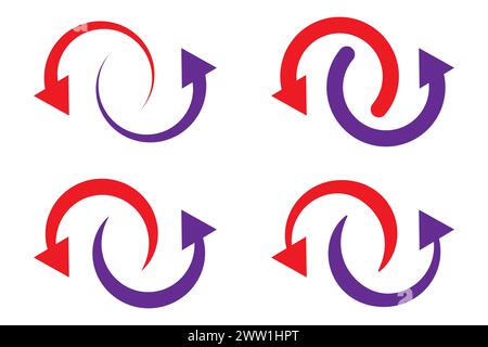 Rotation cyclique, icône de synchronisation, flèche de synchronisation, vecteur de symbole de signe de rotation. Illustration de Vecteur