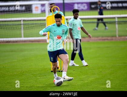 Londres-Angleterre, le 20 mars 2024, l'équipe brésilienne de football, s'entraîne au centre d'entraînement d'Arsenal, pour un match contre les Anglais le samedi 23-03-2024 Banque D'Images