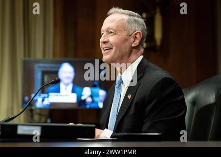 Washington, États-Unis. 20 mars 2024. Martin O'Malley, commissaire, Administration de la sécurité sociale, s'exprimant lors d'une audience du Comité sénatorial sur le vieillissement au Capitole des États-Unis. Crédit : SOPA images Limited/Alamy Live News Banque D'Images