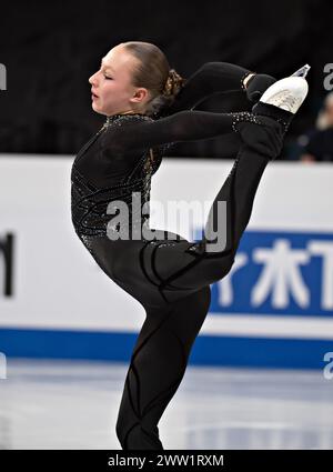 Montréal, Canada. 20 mars 2024. MEDA Variakojyte, de Lituanie, participe au programme court féminin aux Championnats du monde de patinage artistique de l'Union internationale de patinage artistique (ISU) au Centre Bell de Montréal, Canada, le 20 mars 2024. Crédit : Andrew Soong/Xinhua/Alamy Live News Banque D'Images