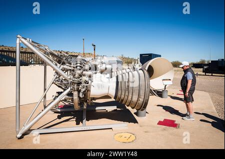 Le Titan missile Museum, qui abrite un missile nucléaire ICBM Titan II de déclassement. Moteurs de fusée. Sud de Tucson Arizona, États-Unis. Banque D'Images