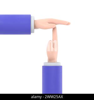 Les mains des hommes d'affaires signalaient une pause du travail. Temps mort mains gestuelles isolé. Style de conception plate d'illustration 3D. Symbolisant un rendu break.3D activé Banque D'Images