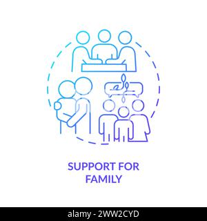 Prise en charge de l'icône de concept de dégradé bleu familial Illustration de Vecteur