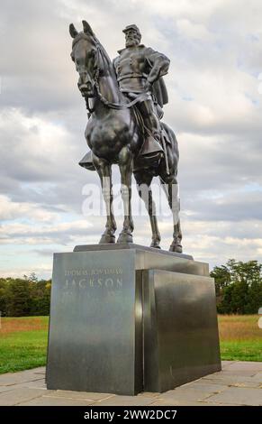 Thomas Jonathan 'Stonewall' Jackson Statue au Manassas National Battlefield Park situé dans le comté de Prince William, Virginie, États-Unis Banque D'Images