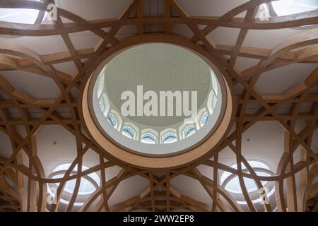 Arches voûtées en bois, la mosquée centrale de Cambridge, Cambridge, Angleterre Banque D'Images