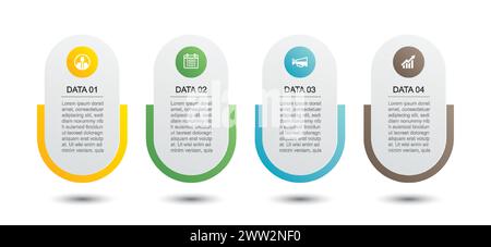 modèle d'index de papier à onglet infographie de 4 données. Arrière-plan abstrait d'affaires d'illustration. Illustration de Vecteur
