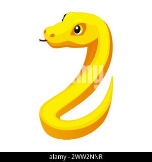 Serpent doré de dessin animé. Mignon signe chinois 2025 serpent pour la décoration de calendrier ou des cartes de voeux Illustration de Vecteur