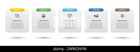 5 modèle d'index de papier à onglet infographie de données. Arrière-plan abstrait de l'illustration. Illustration de Vecteur