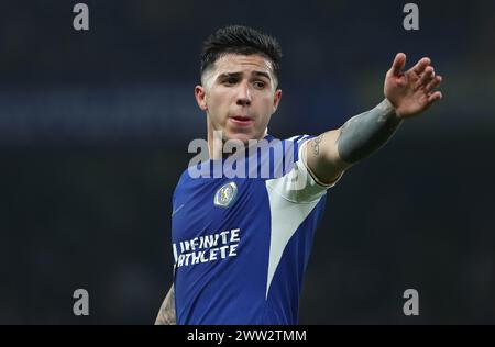 Enzo Fernandez de Chelsea. - Chelsea v Newcastle United, premier League, Stamford Bridge Stadium, Londres, Royaume-Uni - 11 mars 2024. Usage éditorial uniquement - des restrictions DataCo s'appliquent. Banque D'Images
