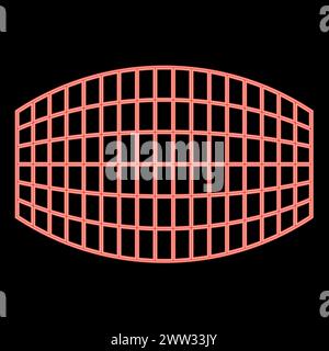 Rectangle néon dans la grille de projection quadrillée rouge illustration vectorielle image de style plat lumière Illustration de Vecteur