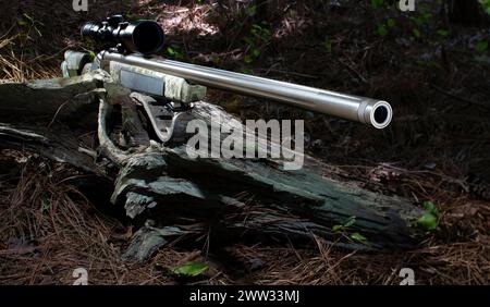 Fusil qui utilise de la poudre noire pour la chasse avec une lunette montée Banque D'Images