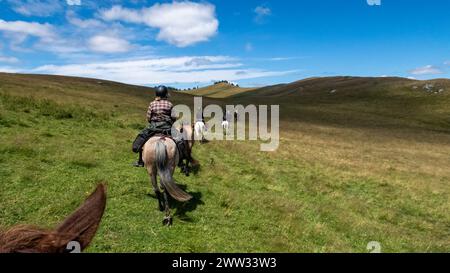 Équitation dans le paysage des carpates Banque D'Images