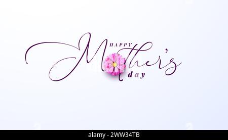 Conception de carte postale de fête des mères avec fleur de printemps et lettre de typographie sur fond blanc. Happy Mother Day Vector Celebration Design pour carte postale Illustration de Vecteur