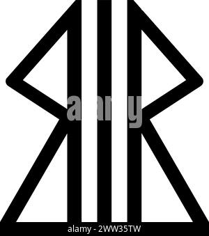 Monogramme de Rune symbole religieux mystique. Signe viking spirituel de la culture traditionnelle de culte et de vénération. Isolat vectoriel noir et blanc simple Illustration de Vecteur