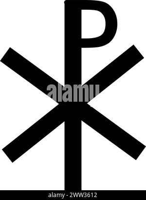 P monogramme symbole religieux mystique. Signe spirituel chrétien de la culture traditionnelle de culte et de vénération. Isolat vectoriel noir et blanc simple Illustration de Vecteur