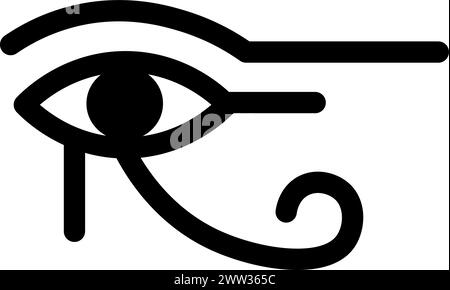 RA oeil symbole religieux mystique. Dieu de l'Egypte spirituelle signe de la culture traditionnelle de culte et de vénération. Vecteur noir et blanc simple isolé sur Illustration de Vecteur