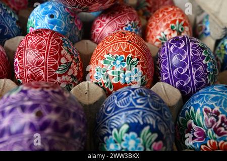 Borkovany, République tchèque. 21 mars 2024. Oeufs de Pâques grattés à Borkovany dans la région de Breclav, République tchèque, le 21 mars 2024. Crédit : Vaclav Salek/CTK photo/Alamy Live News Banque D'Images