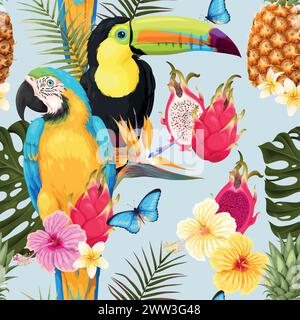 Oiseaux et fleurs sans couture Illustration de Vecteur