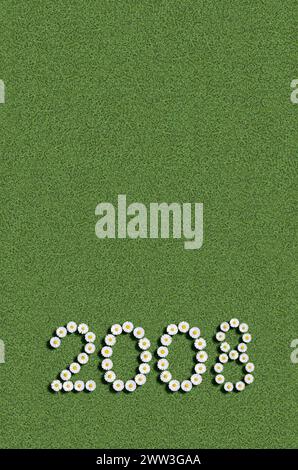 Année 2008 écrit avec des fleurs Banque D'Images