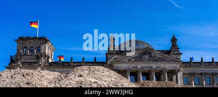 Travaux de construction devant le bâtiment du Reichstag, Berlin, Allemagne Banque D'Images