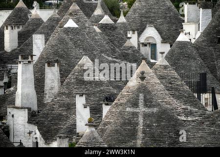 Europe, Italie, Alberobello, Trulli village, Vallée d'Itria, Pouilles, Pouilles, Italie Banque D'Images