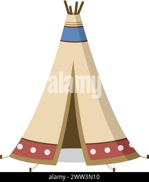 Illustration vectorielle d'un tipi amérindien traditionnel dans le style de bande dessinée isolé sur fond blanc. Maisons traditionnelles de la série mondiale Illustration de Vecteur