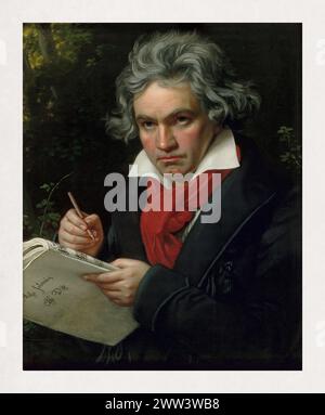 Portrait du compositeur et pianiste allemand Ludwig van Beethoven réalisé en 1820 par Joseph Karl Stieler. Banque D'Images