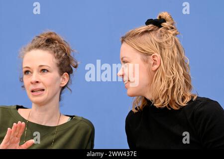 Helena Steinhaus und Carla Reemtsma BEI der Bundespressekonferenz zum Thema Klimageld - Wir zeigen, dass es möglich ist im Haus der Bundespressekonferenz. Berlin, 21.03.2024 *** Helena Steinhaus et Carla Reemtsma à la conférence de presse fédérale sur le thème de l'argent climatique nous montrons que c'est possible à la conférence de presse fédérale Berlin, 21 03 2024 Foto:XF.xKernx/xFuturexImagex klimageld 4308 Banque D'Images