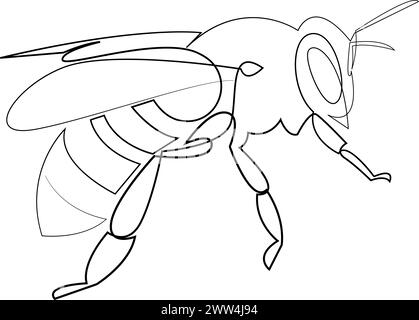 Un dessin au trait continu d'abeille. Logo guêpe à ligne unique. Illustration vectorielle Illustration de Vecteur