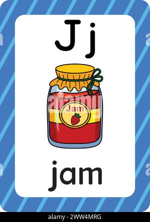 ABC Flashcards. Lettre, mot et image. Cartes éducatives pour enfants. Mot et image de l'alphabet. pages alphabet pour enfants. Illustration de Vecteur