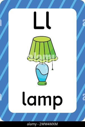 ABC Flashcards. Lettre, mot et image. Cartes éducatives pour enfants. Mot et image de l'alphabet. pages alphabet pour enfants. Illustration de Vecteur