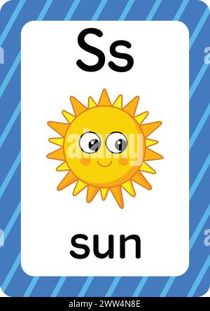 ABC Flashcards. Lettre, mot et image. Cartes éducatives pour enfants. Mot et image de l'alphabet. pages alphabet pour enfants. Illustration de Vecteur