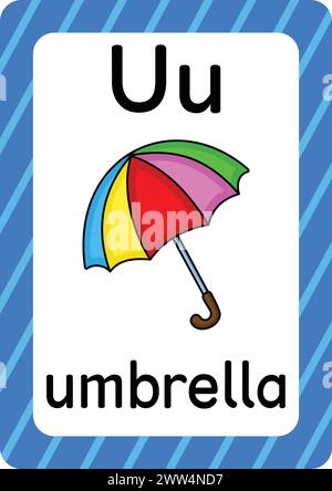 ABC Flashcards. Lettre, mot et image. Cartes éducatives pour enfants. Mot et image de l'alphabet. pages alphabet pour enfants. Illustration de Vecteur