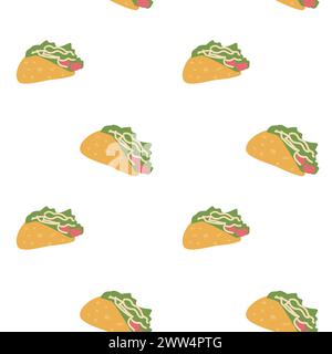 motif sans couture d'élément taco dessiné à la main. Illustration vectorielle de la nourriture mexicaine Illustration de Vecteur