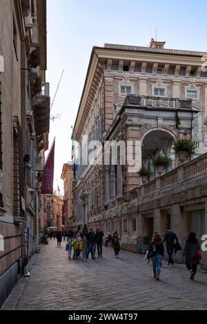 Gênes, Italie - mars 30 2019 : le palazzo Doria-Tursi ou palazzo Niccolò Grimaldi est un bâtiment du XVIe siècle qui abrite l'extension de la galerie Palazzo Bianco, y compris Banque D'Images