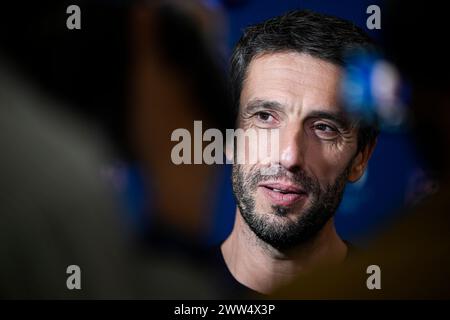 Paris, France. 20 mars 2024. Tony Estanguet lors du tirage au sort final du tournoi de football des Jeux Olympiques au siège de Paris 2024 le 20 mars 2024 à Paris, France. Crédit : Victor Joly/Alamy Live News Banque D'Images