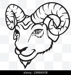 Mascotte de tête de RAM, illustration vectorielle Illustration de Vecteur